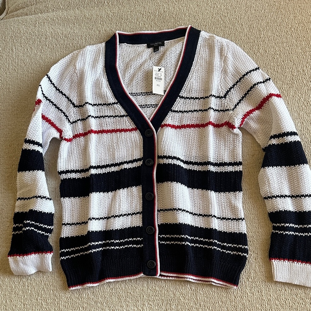Stylish Black(Dark Navy) and White Striped Women's Sweater